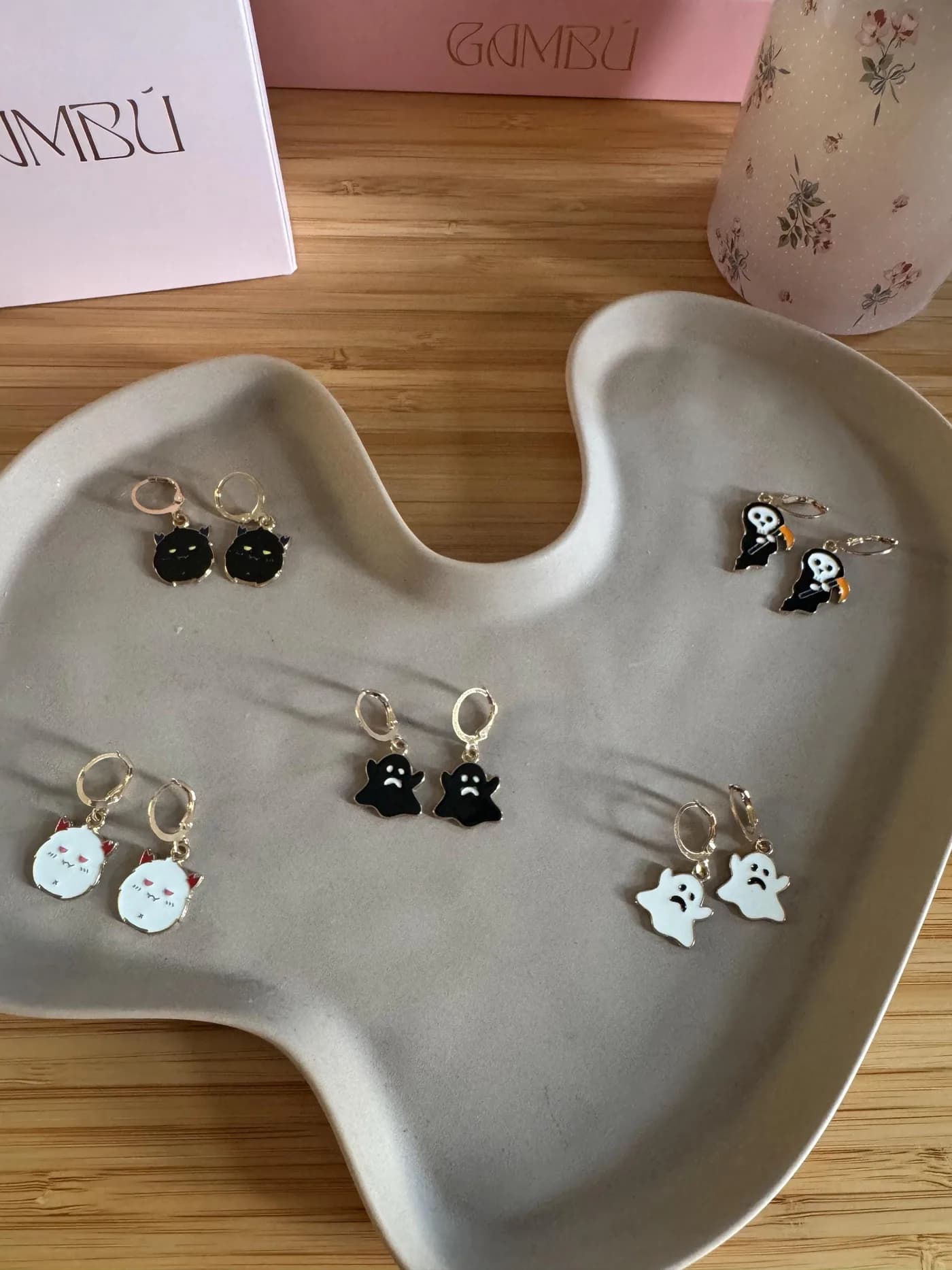 Hayalet ve Kedi Figürlü 5'li Cadılar Bayramı Küpe Seti